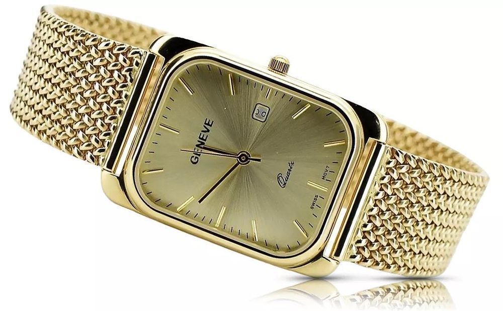Złoty zegarek męski 14k Geneve, mw001ydy&mbw021y Kraków