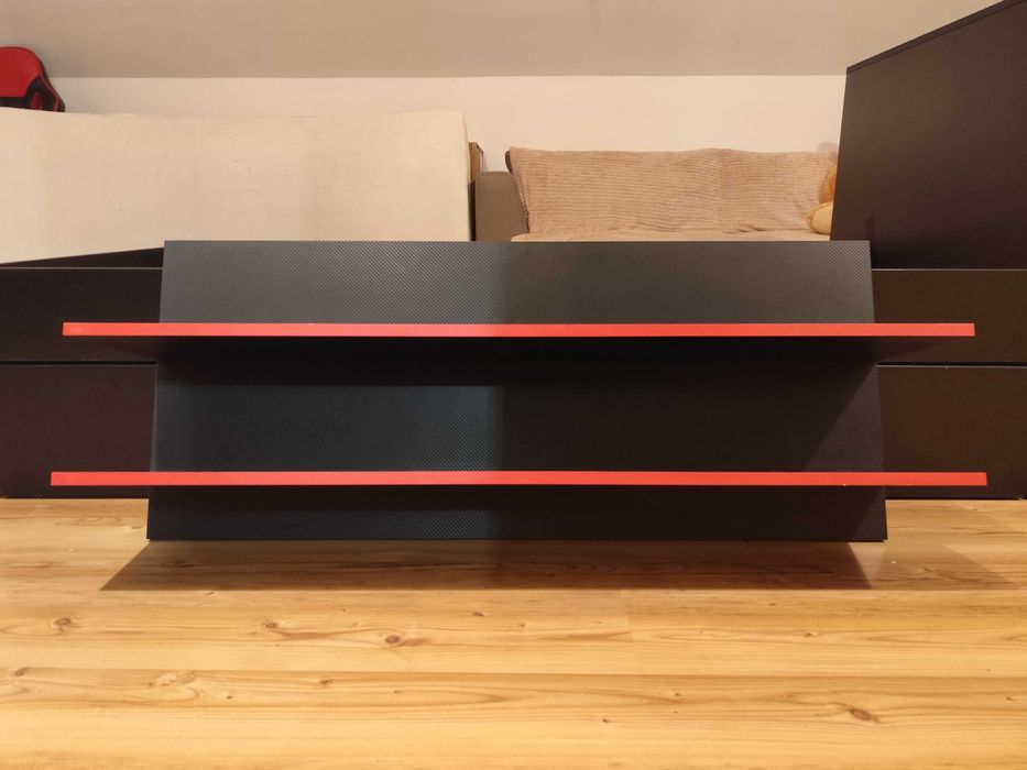 Łóżko młodzieżowe z szufladami i zagłówkiem na książki