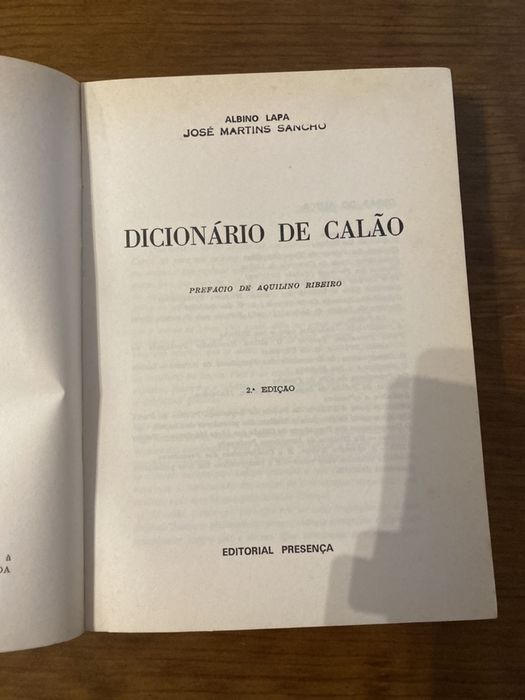 Dicionario de Calão - Albino Lapa - 2a Edição