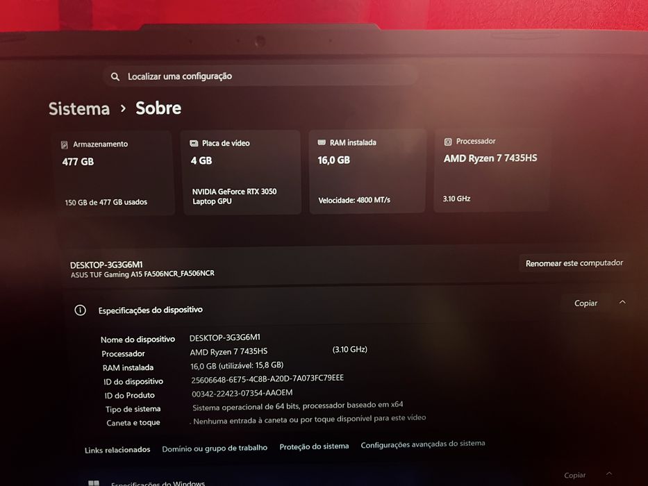 asus tuf gaming a15 gaming  performance   rtx 3050 16gb ram  ssd  ideal para gaming, estudos, trabalho e edição