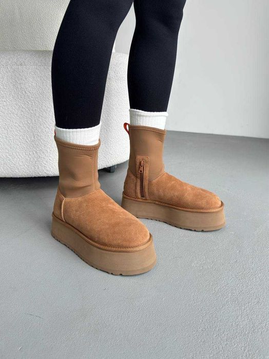 Уггі UGG Dipper Boot High Beige Classic premium натуральні замша/хутро