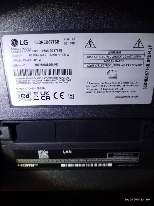 Lg 65QNED87T6B uszkodzona matryca na Gwarancji !