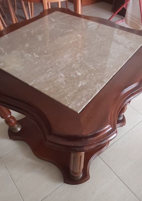 Mesa de centro madeira e pedra