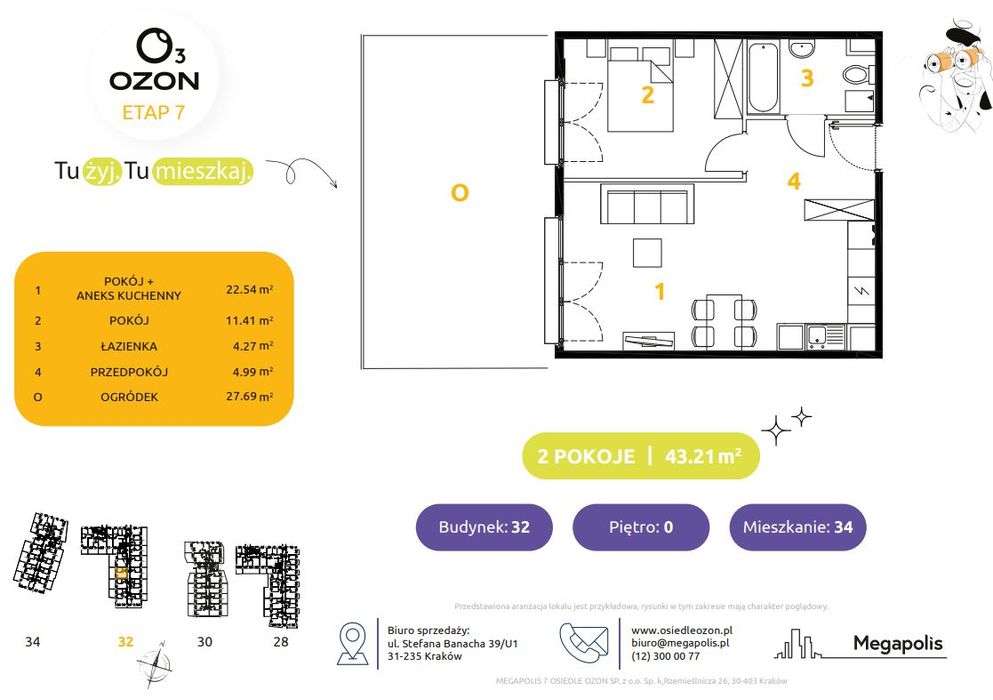 MIeszkanie 43 m2 na zachód | Ogródek prawie 30 m2 | tramwaj 3 minuty
