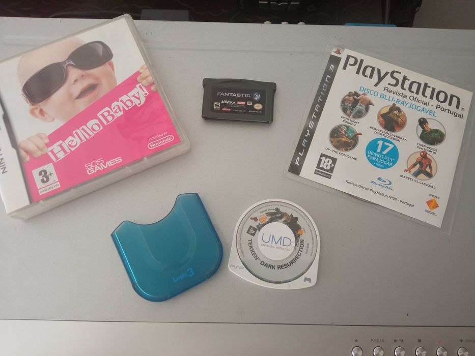 Lote de Jogos de Consola Antigos - PlayStation 2 + PSP + PC + Joystick