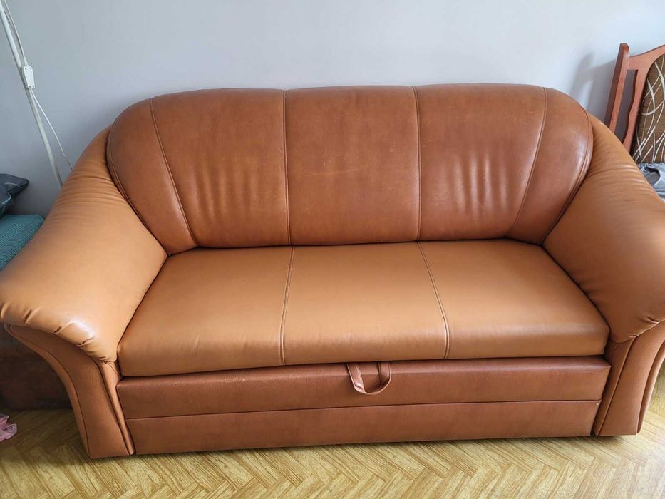 rozkładana sofa skórzana, kanapa