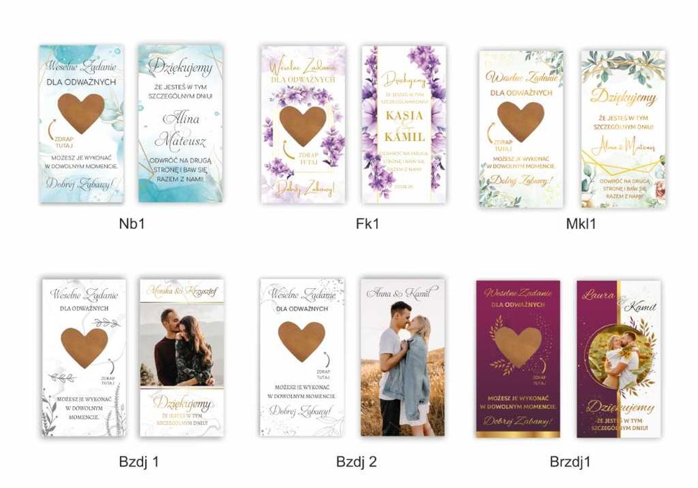 ZDRAPKI WESELNE 50 SZT. Podziękowania dla gości - Pudrowy róż Kremowe