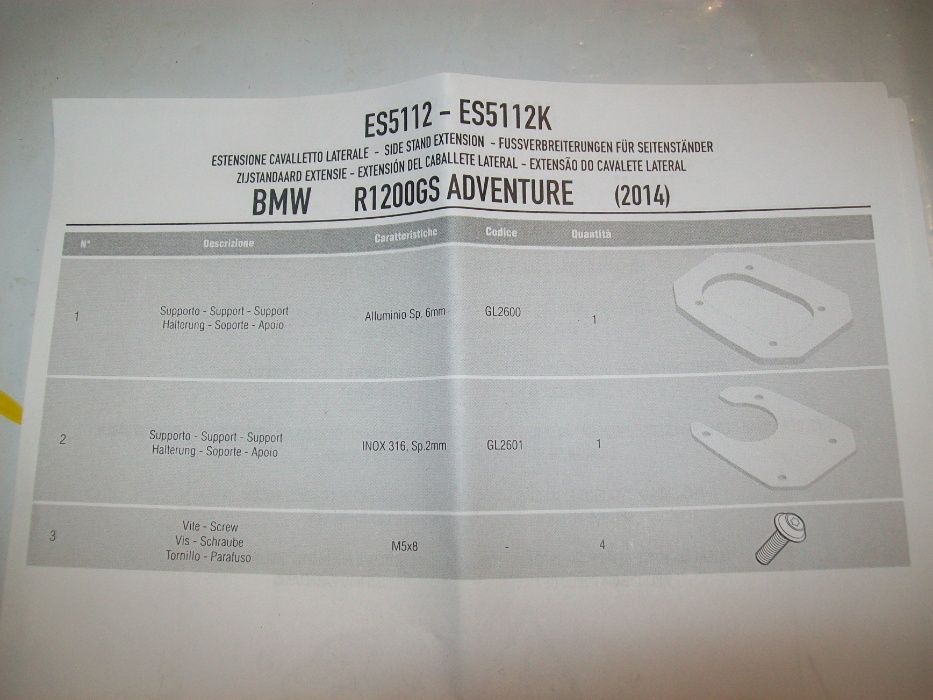 ES5112 R1200GS Adv.(14>18) i R1250 GS Adv. (19>22) BMW poszerzenie