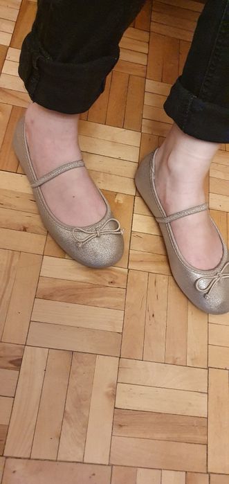 Balerinki złote kokardka z paskiem 36 F&F