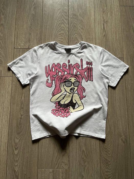 999yessirskiii tee BOOBS футболка тишка белая scorch season кроп фіт