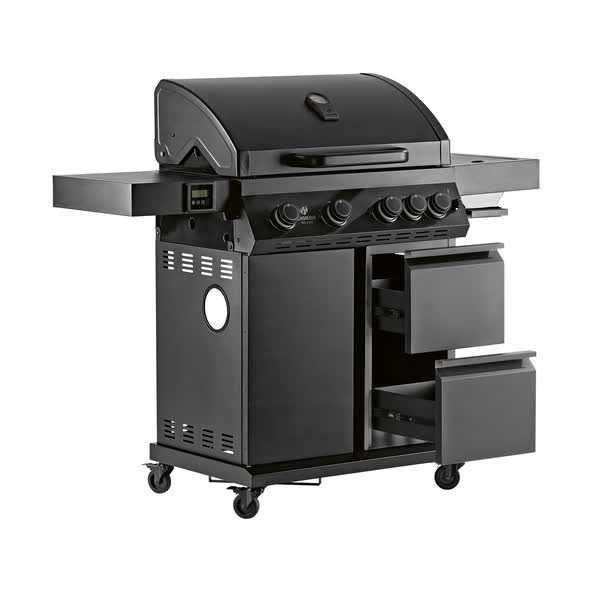 GRILL GAZOWY Landmann Black 4+1 Szuflady DUŻY ŻELIWNY RUSZT+LED 800C