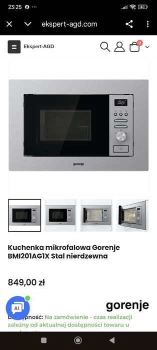 Mikrofalówka,mikrofala używana do zabudowy gorenje