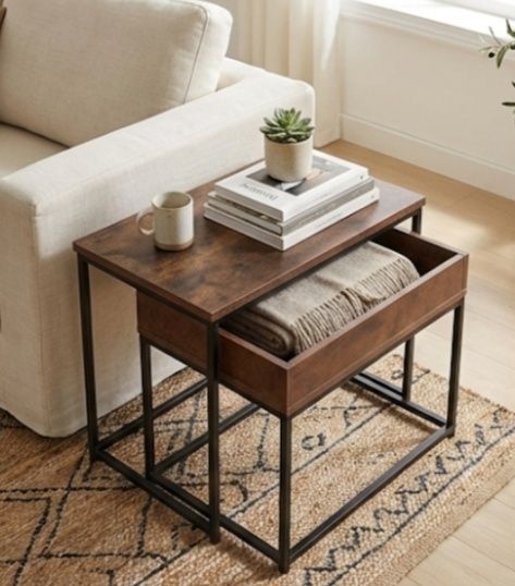 Zestaw stolików kawowych Loft 2w1 Ława industrialna podwójna wysuwana