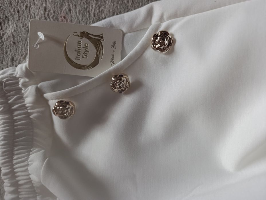 Nowe spodnie szerokie damskie, biel roz uni, M,L,XL