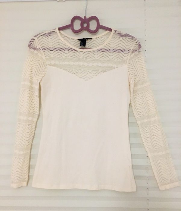 bluzka z koronką H&M S