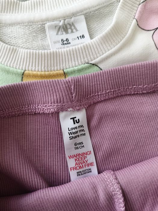 Світшот в квіти тринитка Zara + лосіни рубчик TU, 116 розмір