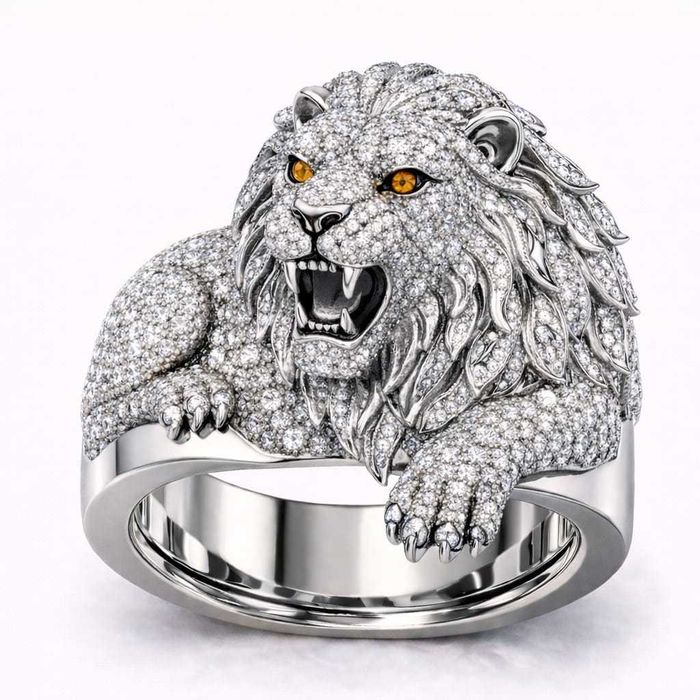 Sygnet męski złoty Lew sygnet 585 z brylantami VS1 G 25 g cena