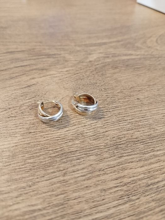 Złote kolczyki żółte/białe złoto pr.333