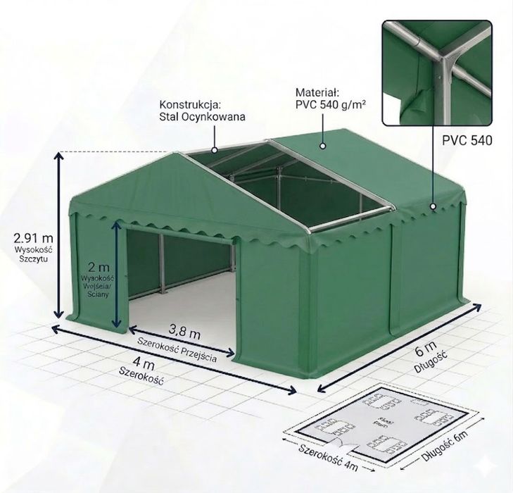 OSTATNIE SZTUKI - NOWE Namioty Magazynowe i Imprezowe | 3x4, 4x6, 5x10 | Od ręki