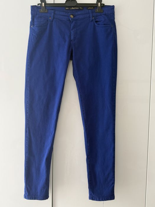 Spodnie damskie Zara 40 chaber niebieskie Slim fit super stan