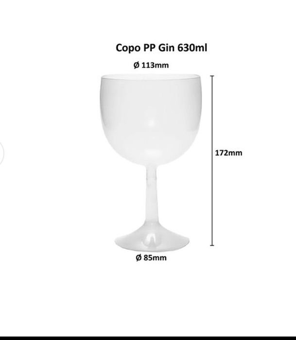 Copos Gin  com pé alto, em Polipropileno. Ideal para festas