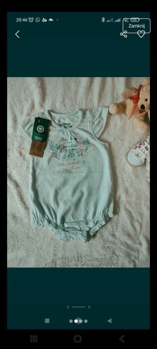 Trzy sztuki: nowr body na ramiączkach r. 86, białe, różowe, miet