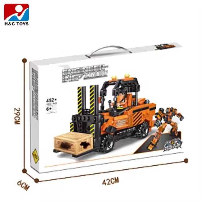 Nowe klocki konstrukcyjne 2w1 Wózek widłowy, Robot, transformers