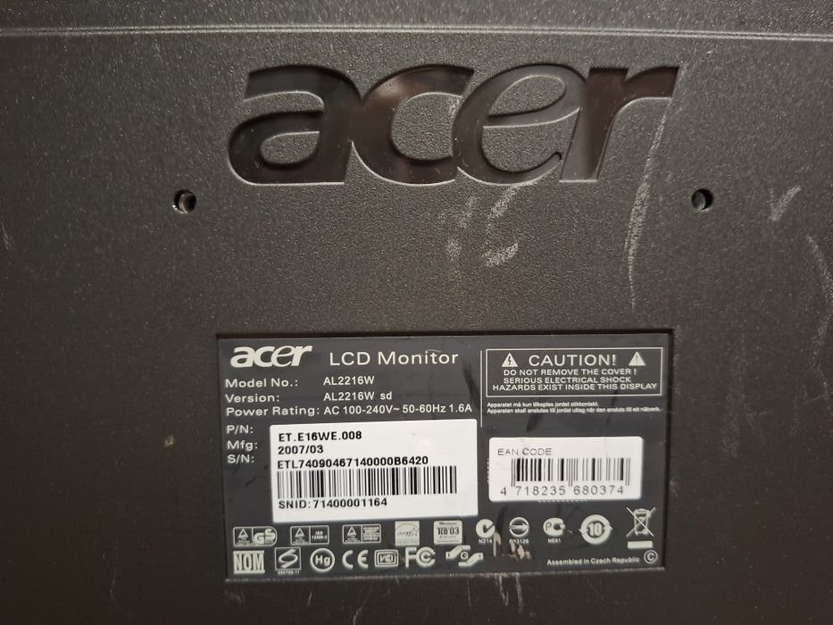 Monitor komputerowy Acer 22" AL2216W - bdb stan