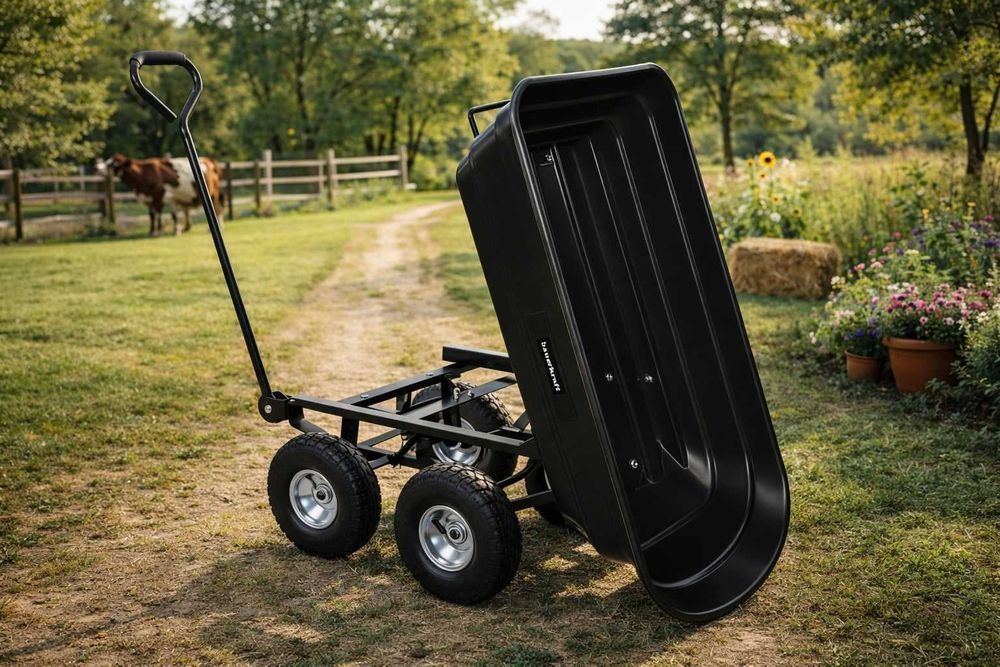 NOWY Wózek Transportowy 300kg / 100 litrów Ogrodowy Taczka Wywrotka Przyczepka Skrętna Z Uchwytem GWARANCJA 2 LATA Metalowy Stelaż Okazja do Ogrodu!