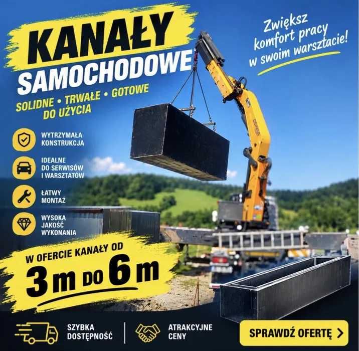 Kanał betonowy warsztatowy 4m kanały garażowe 3,2-6m  Dłutów Tuszyn Rzgów Pabianice