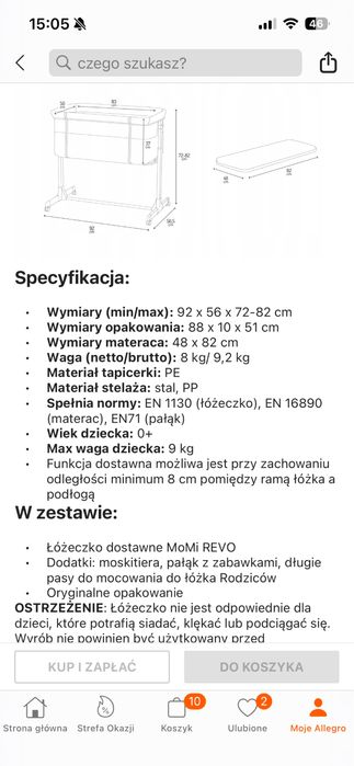 Łóżeczko dziecięce/dostawka