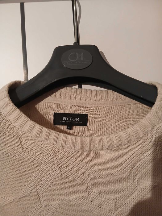 Sweter męski Marka Bytom Adour - beżowy wzór pleciony 100% bawełna
