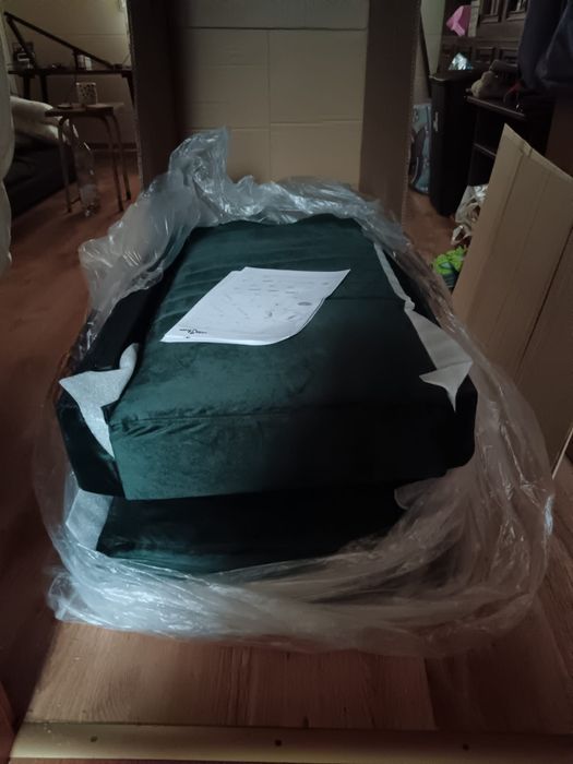 Rozkladana sofa zielona aksamit vidaXL