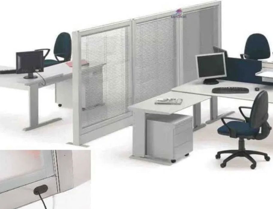 Biombo Tecido Vidro Transp. Vidro Fosco Misto Melamina Novo