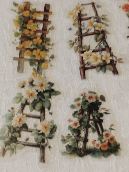 25 stickers autocolantes, escadas floridas