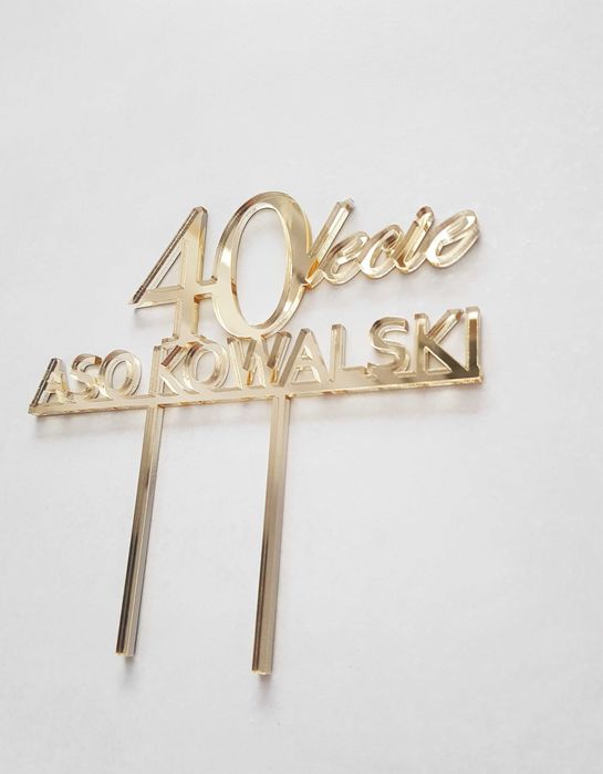 Topper personalizowana, złoty, urodziny, ślub itp