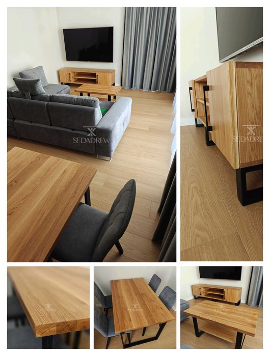 Stoły stoliki drewniane dębowe loft blat lity z dostawkami na wymiar