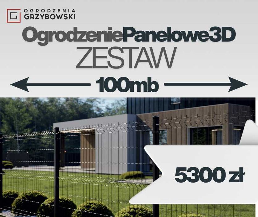 Ogrodzenie panelowe 3D 123 cm fi4 zestaw 100 mb.
