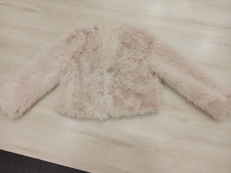 Bolerko etola futerko okrycie wierzchnie ślubne beż beżowe 36 38