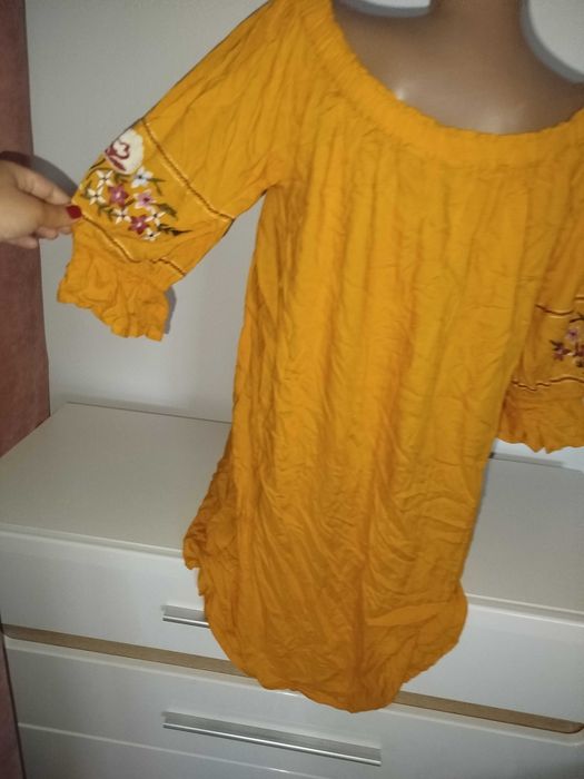 Вишита сорочка стилізація 52-54-56 розмір гірчичного кольору