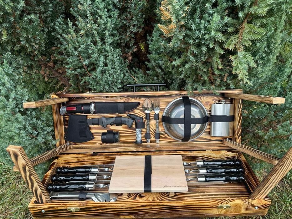 Набір шампурів в керчі футлярі на подарунок чоловіку,кума, побратима