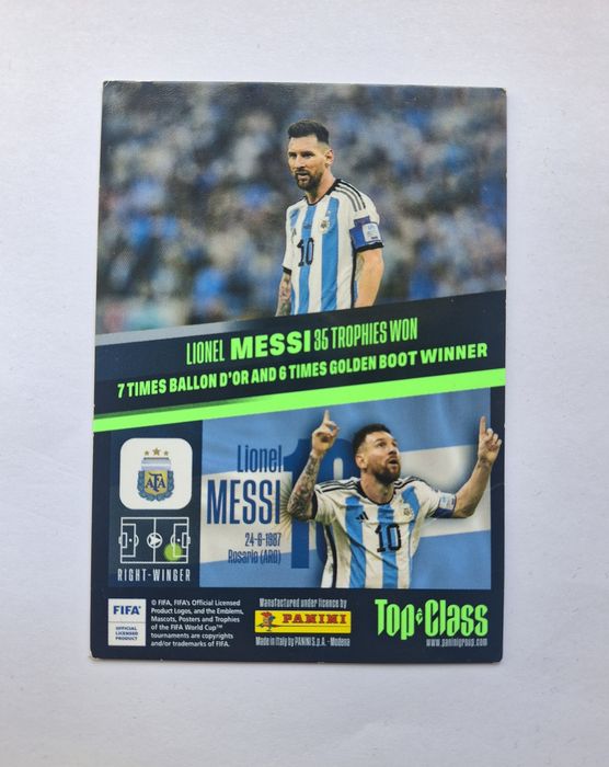 Картка Меcci Panini Top Class / Футбольна карточка Messi Unbeatable