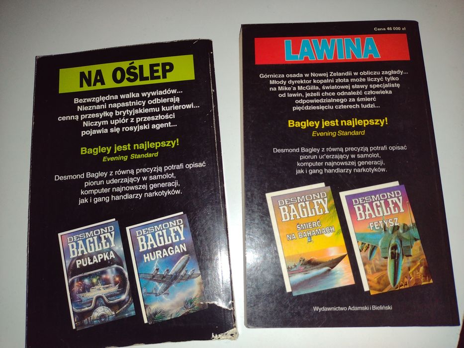 Książki Desmond Bagley ,, Lawina" i ,, Na oślep"