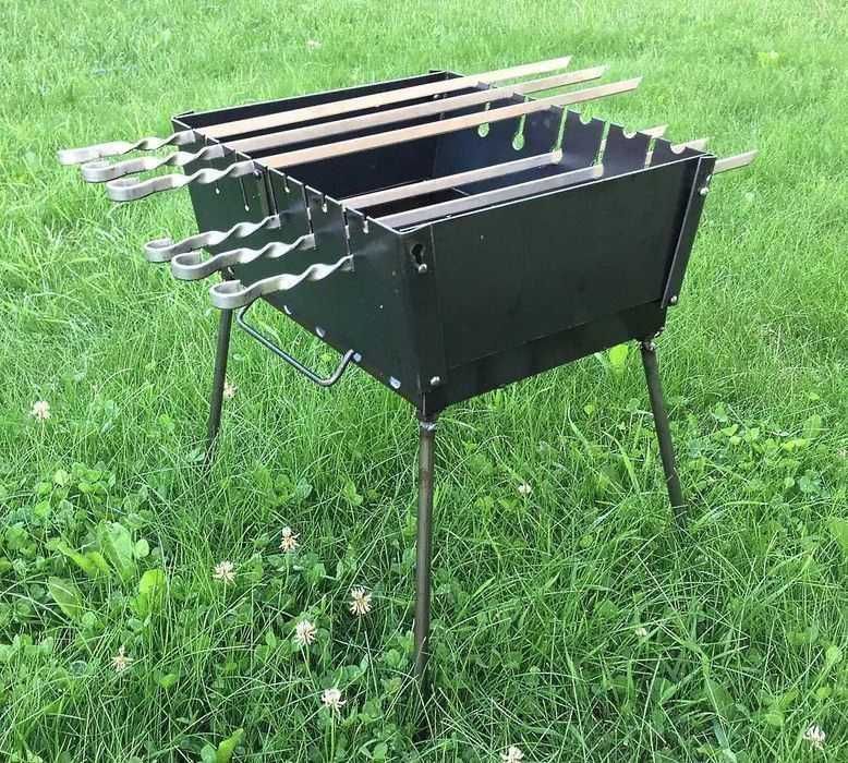 ‼️ Розкладний мангал 3️⃣мм на 6 шампурів +6 шампурів з метал. ручкою