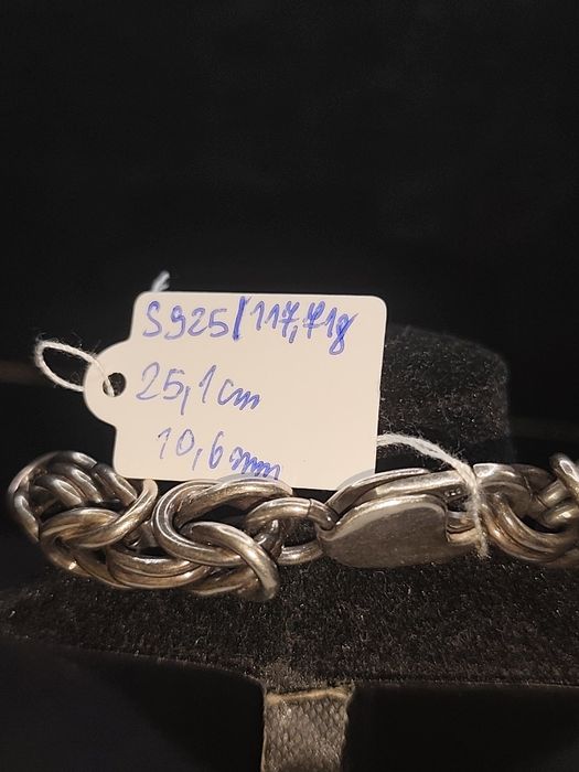 Bransoletka splot królewski wykonany z srebra 925