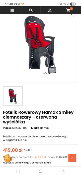 Fotelik rowerowy Hamax Smiley