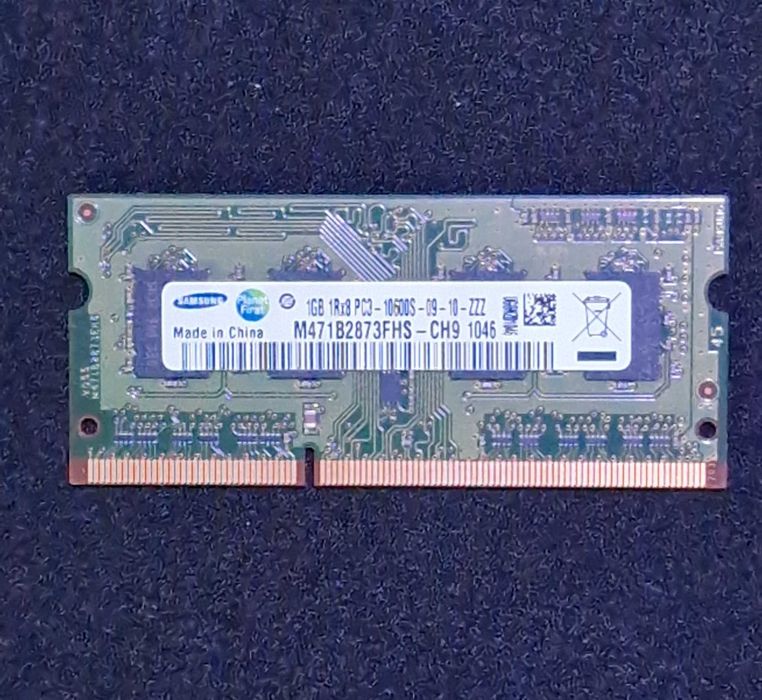 Pamięć RAM SODIMM Samsung do Laptopa 1 GB 1rx8 PC3-10600s-09-10-zzz