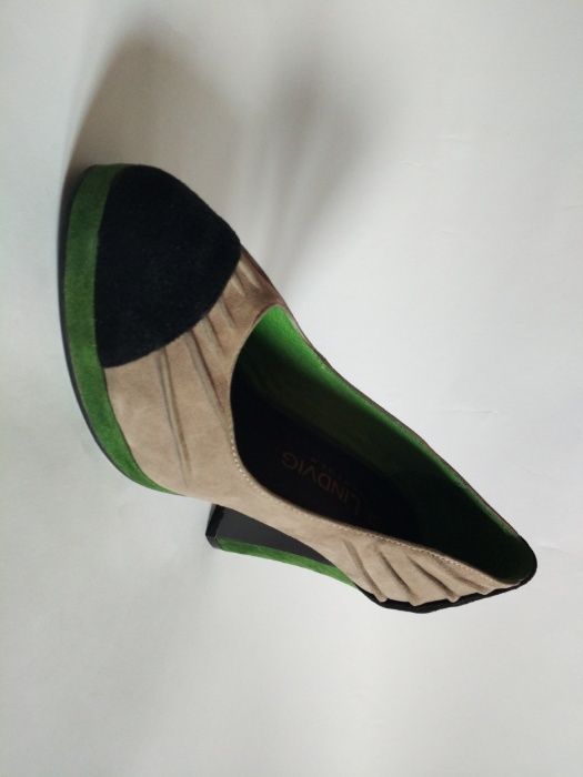 BUTY Damskie R.36 Platforma SLupek Zielony Popiel Lise Lindwig