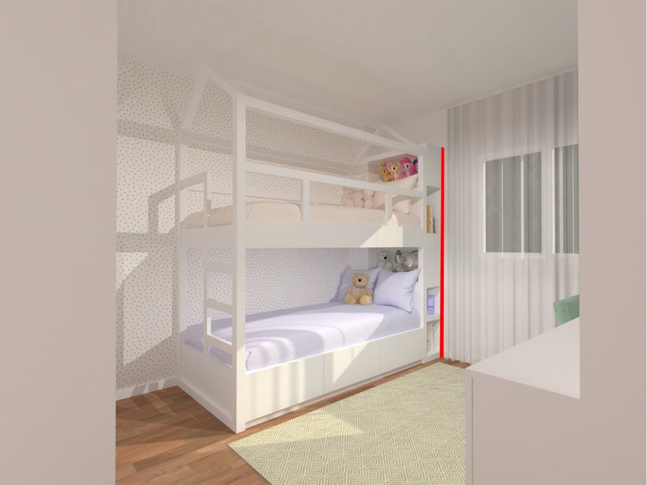 NOVO PREÇO - Beliche da Interdesign branco lacado com arrumação