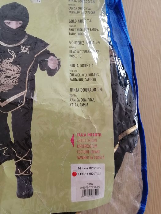 fantasia de criança ninja dourado